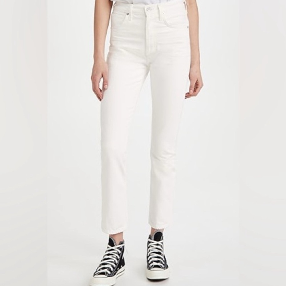 Citizen of Humanity straight cropped white jeans